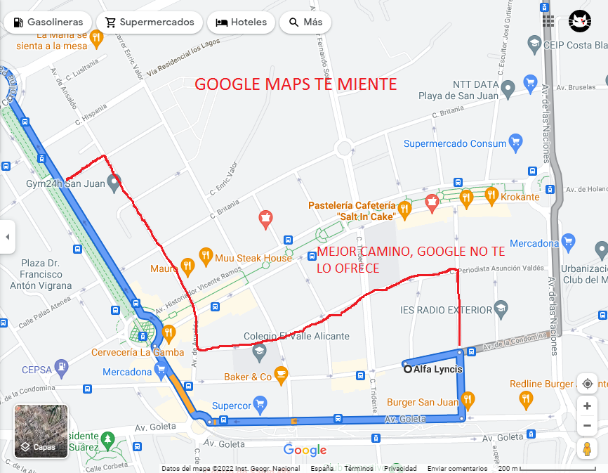 Google maps te miente con las rutas